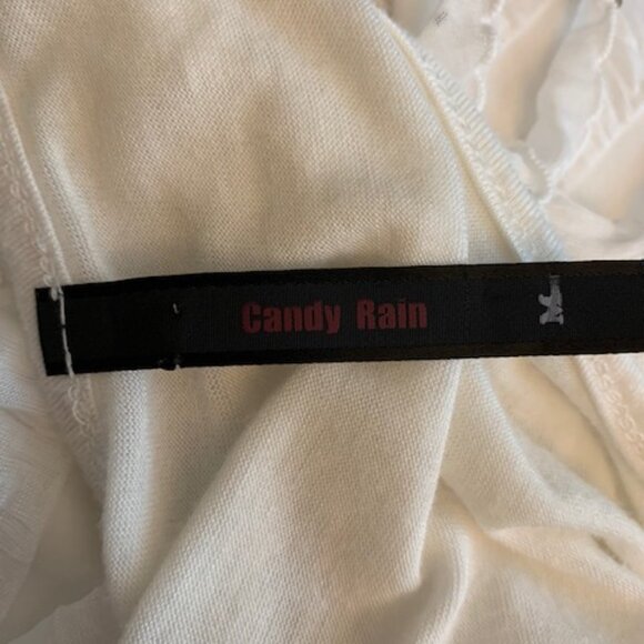 Candy Rain White Size M Tunic Tank Top Cotton Stretch Ruffles Sparkly Lined - Picture 4 of 5